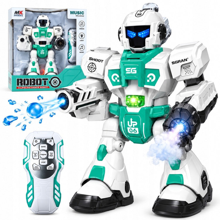 Valdomas robotas „HollaKids“, šaudantis kamuoliukais, su garais