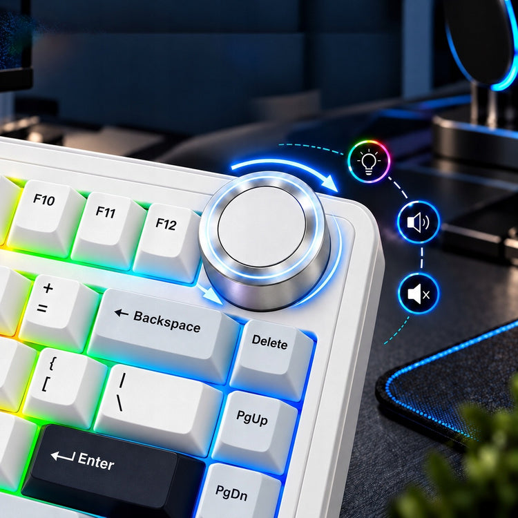Belaidė mechaninė klaviatūra „Aula F75“, balta, Bluetooth / 2.4 GHz / USB-C