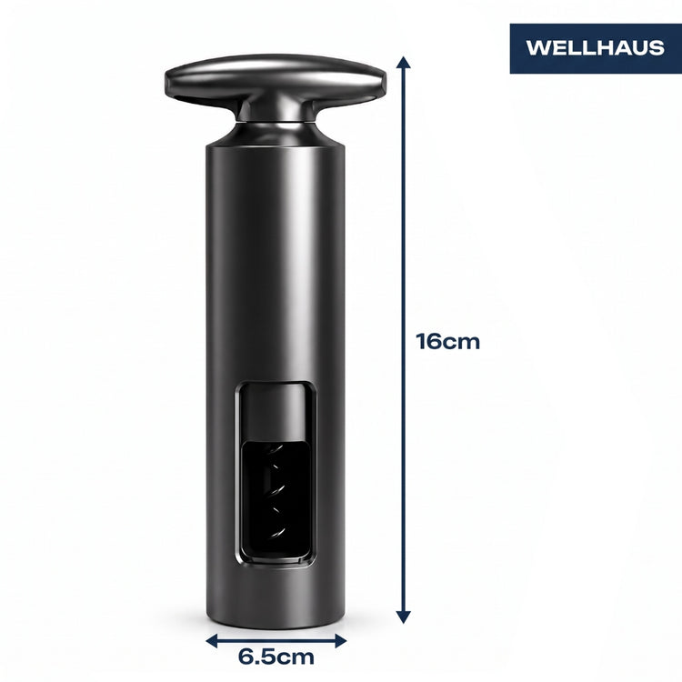 Rankinis vyno kamščiatraukis su folijos pjaustytuvu „Wellhaus“, juodas