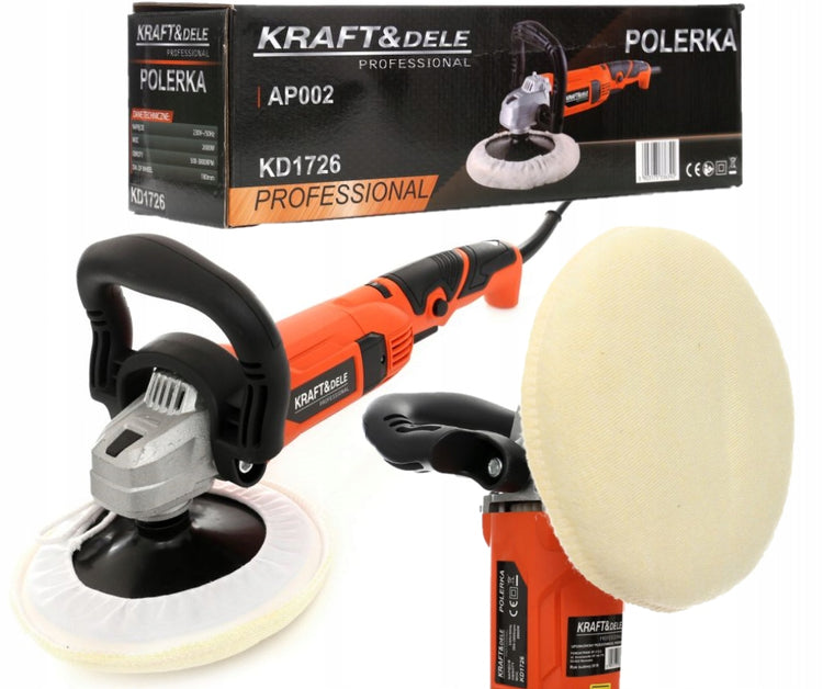 Automobilio poliravimo mašinėlė „Kraft&Dele“, 2600 W, 180 mm, su greičio reguliavimu