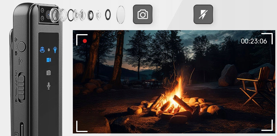 Slapta kamera su garso įrašymu – 1080P HD, 180° pasukama, 64GB atmintis