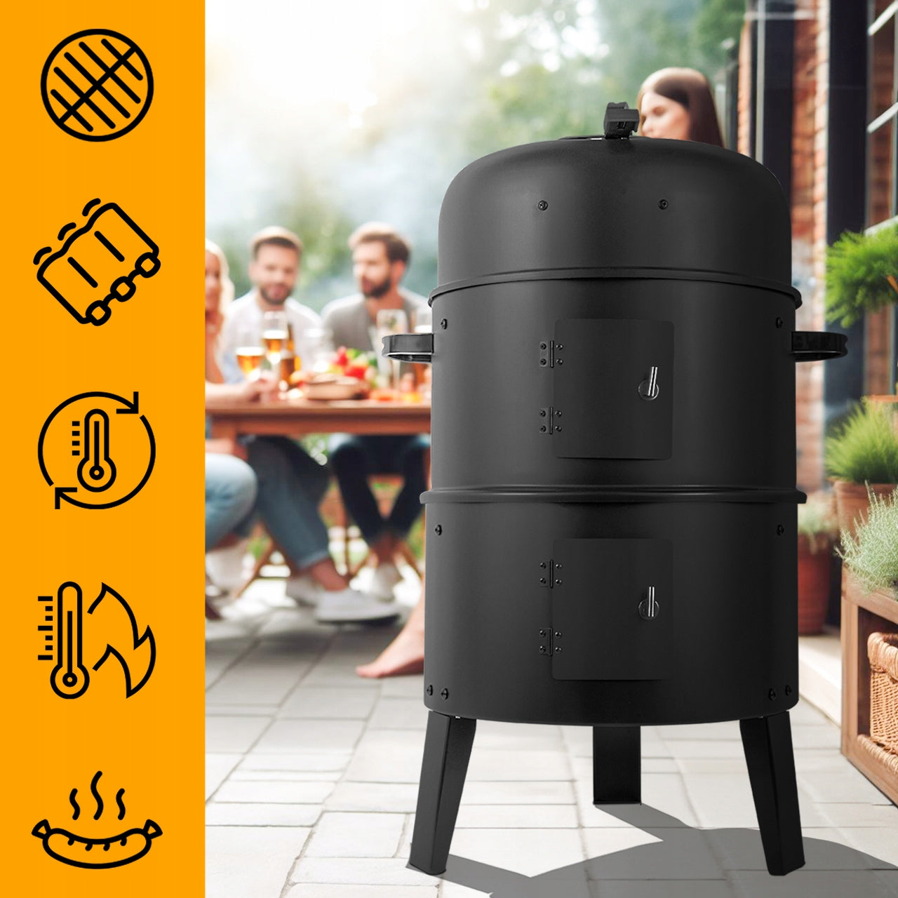 Sodo grilis – rūkymo krosnelė 3in1 su termometru | Curron SmokeHouse GM8000