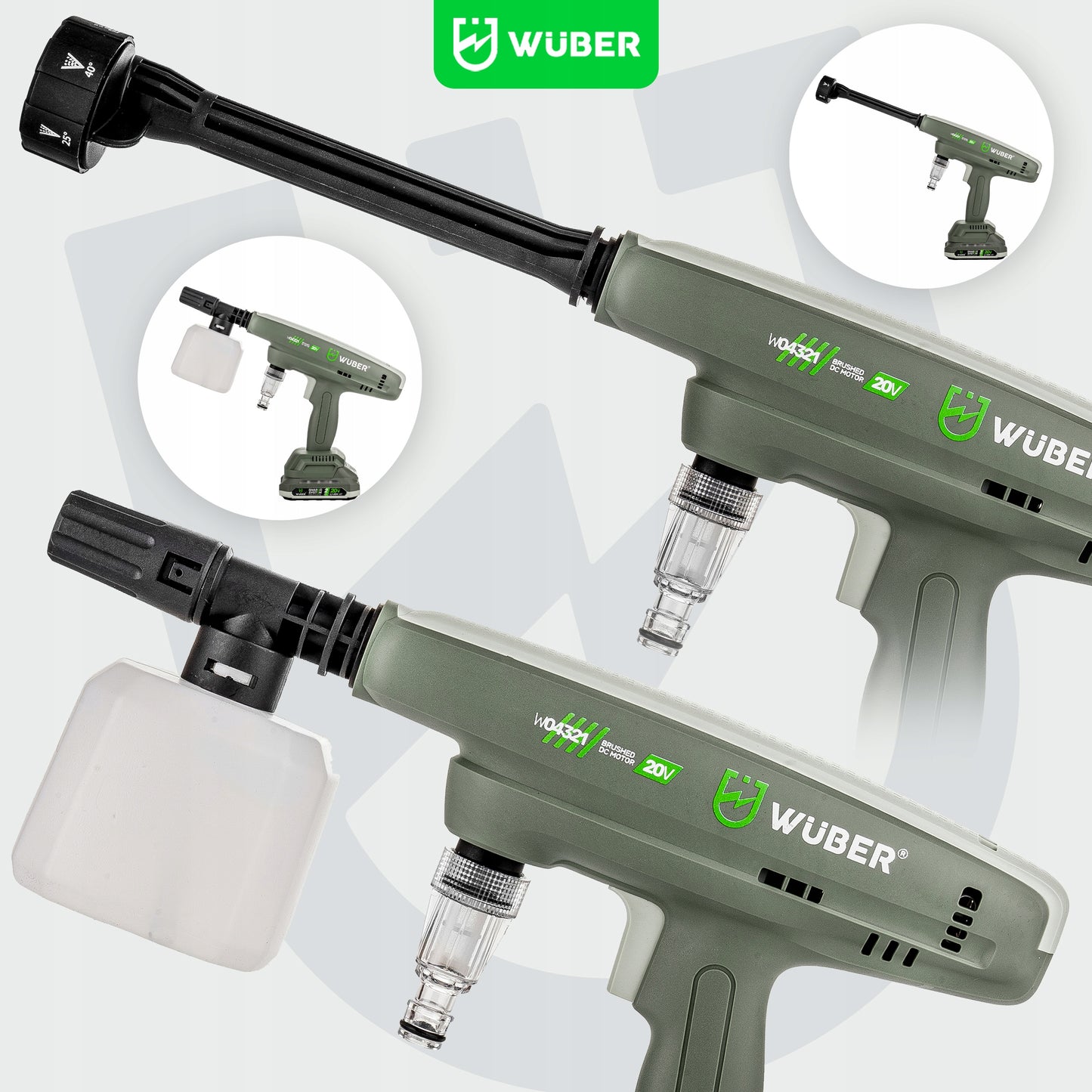 Belaidis aukšto slėgio plovimo įrenginys Wuber Share+System 20V (su akumuliatoriumi ir priedais)