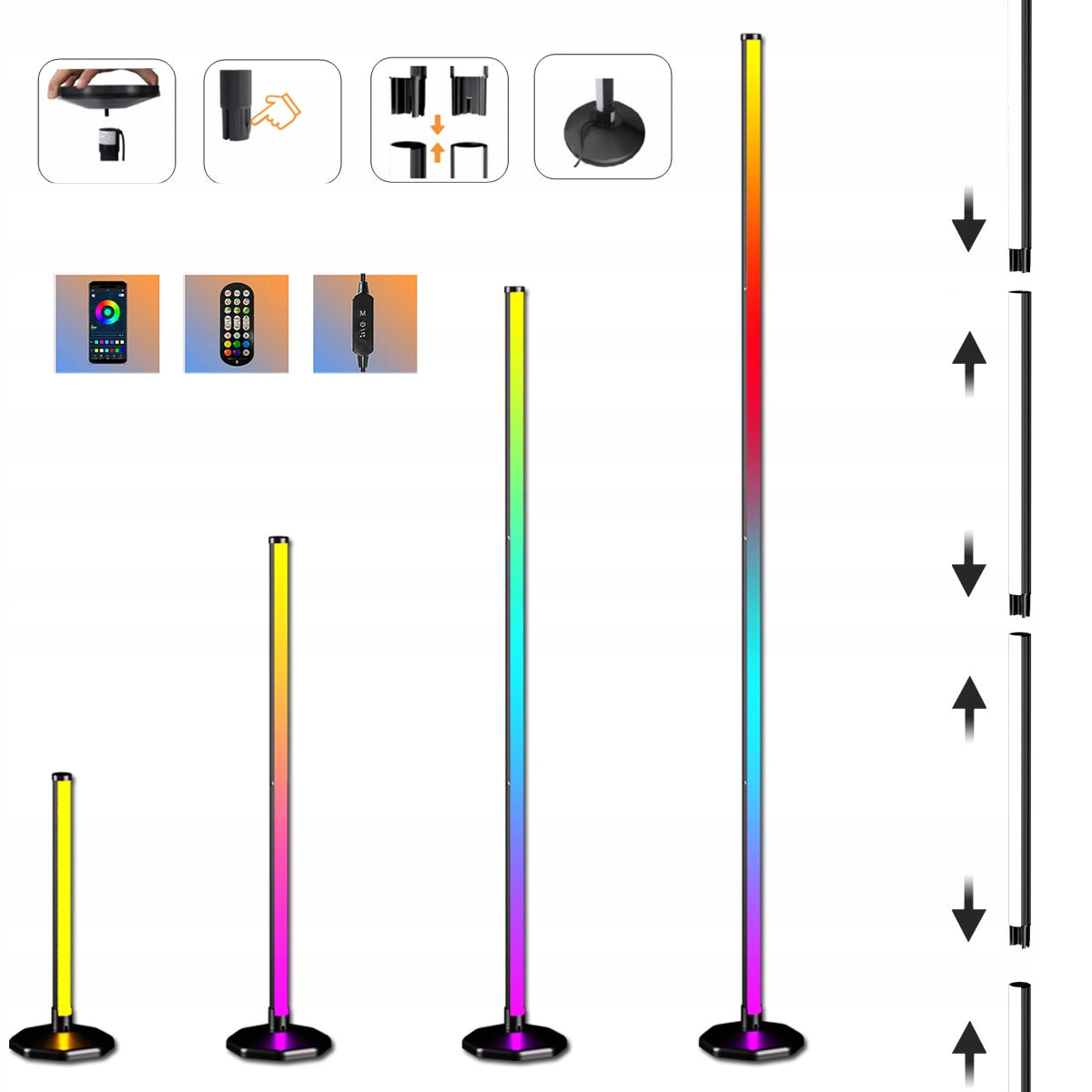 RGB LED kampinė lempa su nuotolinio valdymo pultu ir muzikos funkcija