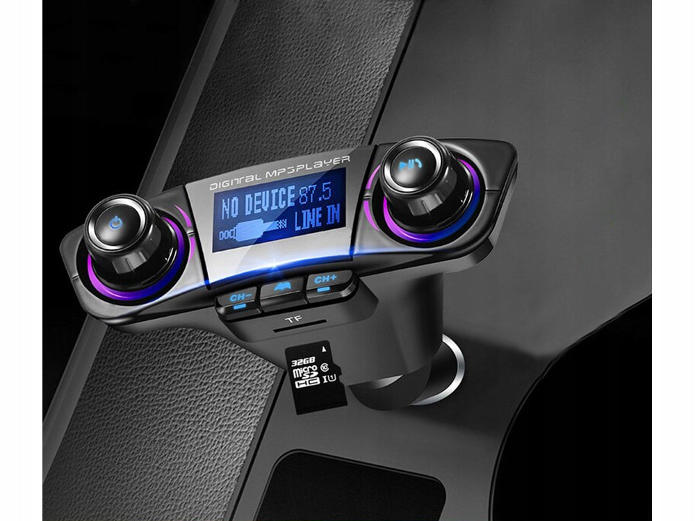Automobilinis FM moduliatorius, laisvų rankų įranga, Bluetooth USB 5.0 8in1 BT06