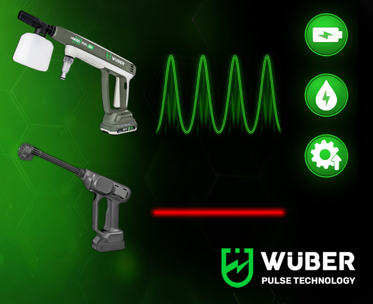 Belaidis aukšto slėgio plovimo įrenginys Wuber Share+System 20V (su akumuliatoriumi ir priedais)