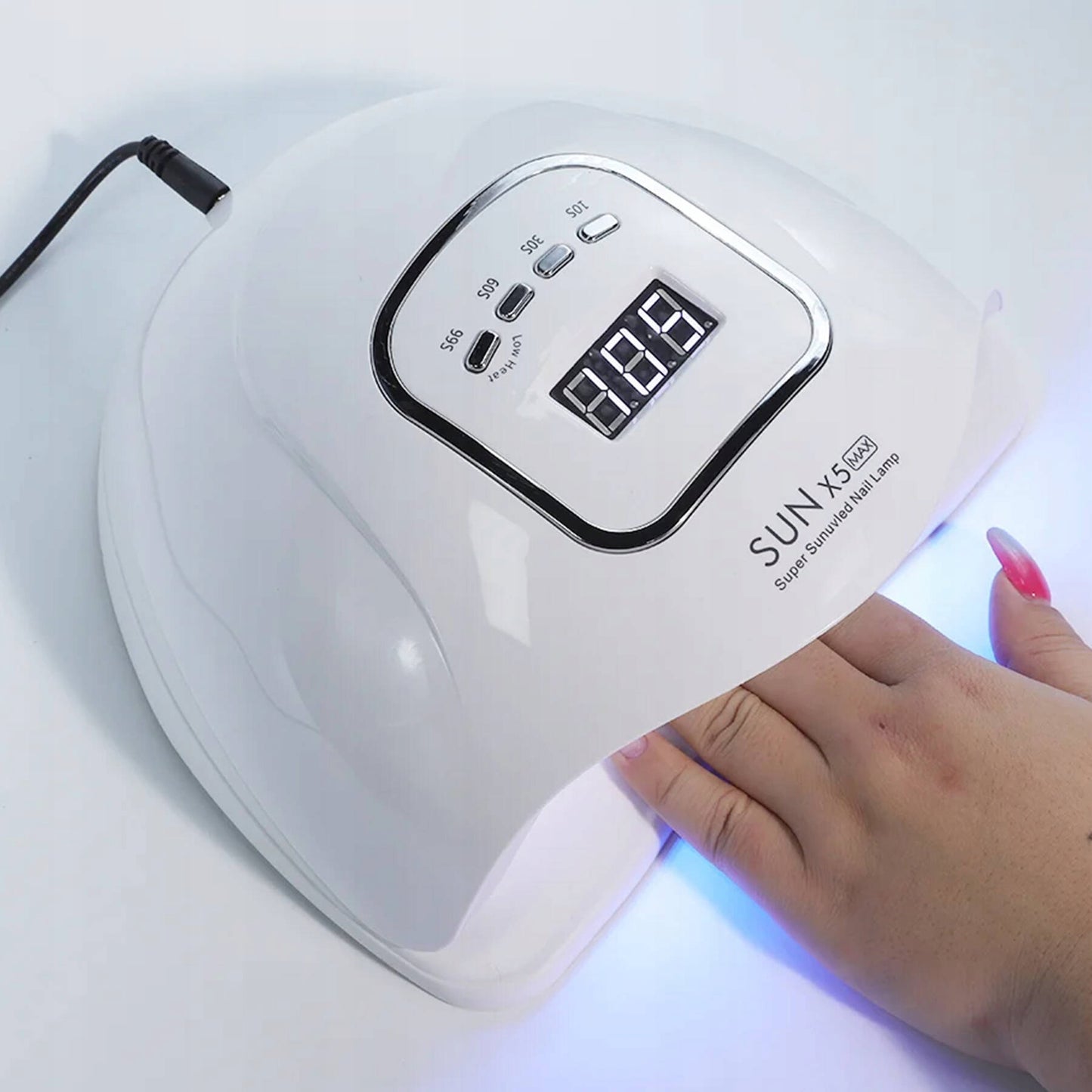 UV/LED nagų lempa SUN X5 MAX – 180 W galia, 57 LED diodai, LCD ekranas