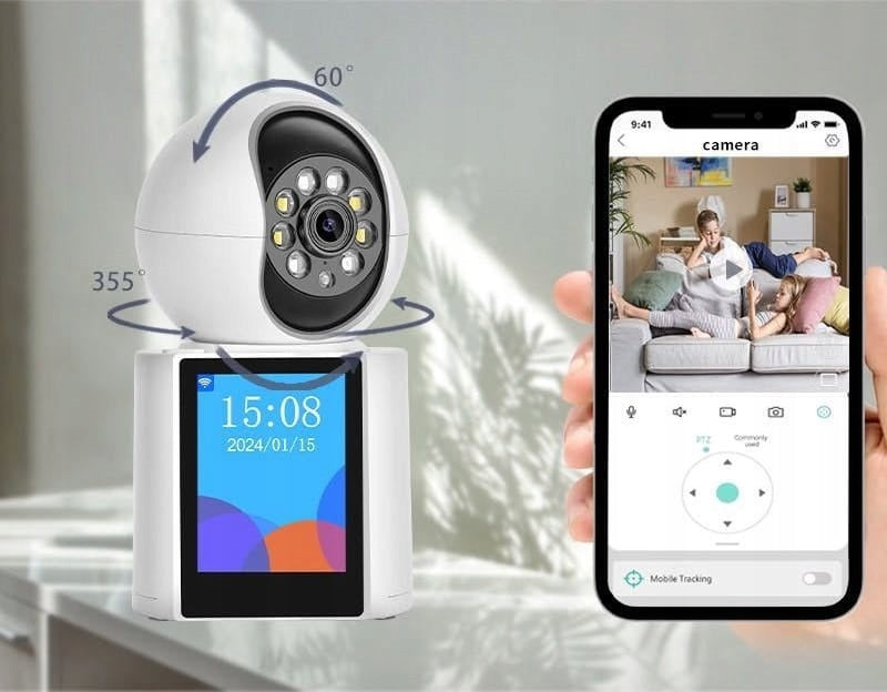 Mini sukiojama WiFi kamera su naktiniu matymu ir gyvu garsu