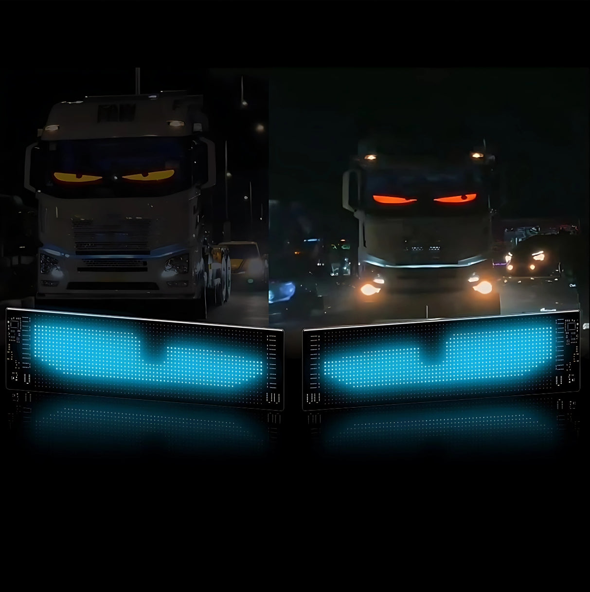 Lanksti LED X2 Panelė „Devil Eyes“ Su Programuojamu Ekranu ir Nuotoliniu Valdymu Sunkežimiams