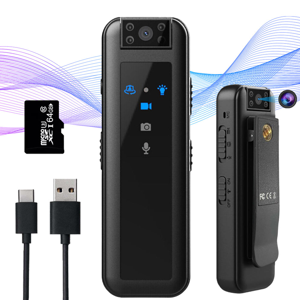 Slapta kamera su garso įrašymu – 1080P HD, 180° pasukama, 64GB atmintis