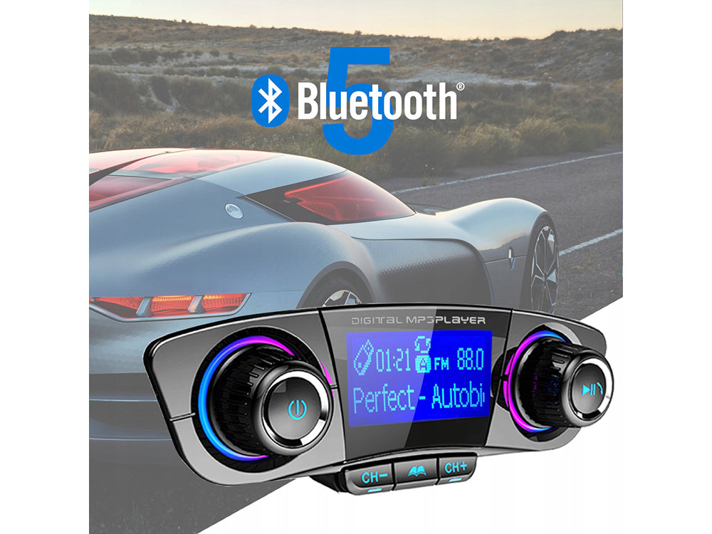 Automobilinis FM moduliatorius, laisvų rankų įranga, Bluetooth USB 5.0 8in1 BT06
