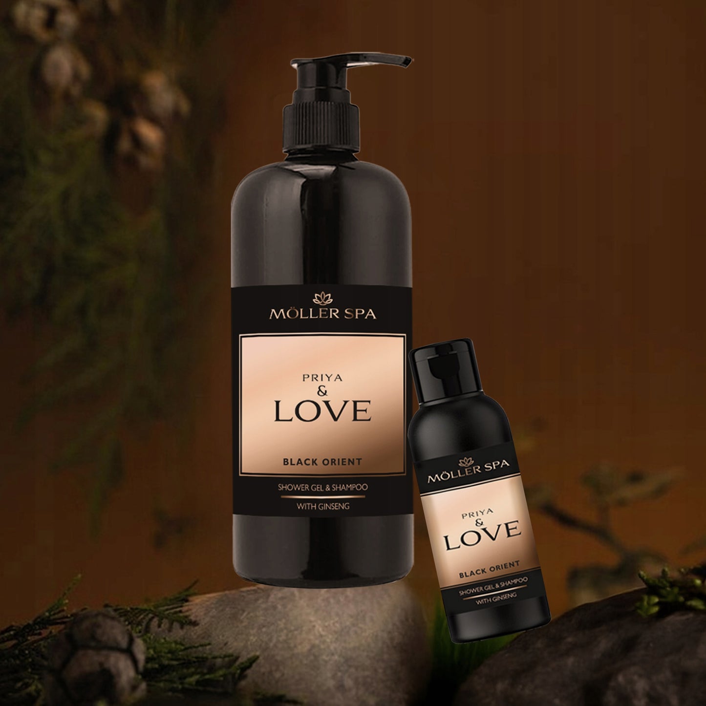 Priya & Love dovanų rinkinys – žvakė, difuzorius, dušo geliai ir kosmetika