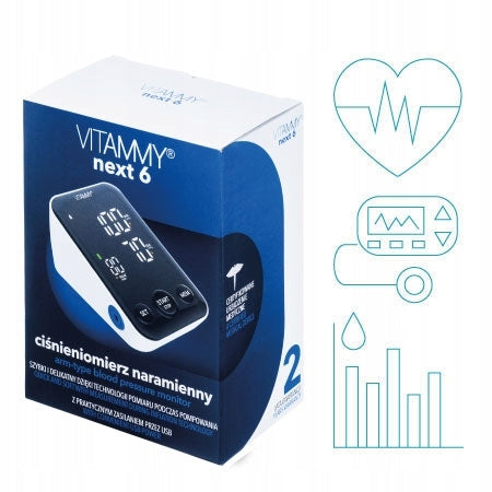 Žastinis kraujospūdžio matuoklis su balso funkcija, aritmijos aptikimu ir USB-C maitinimu VITAMMY NEXT 6