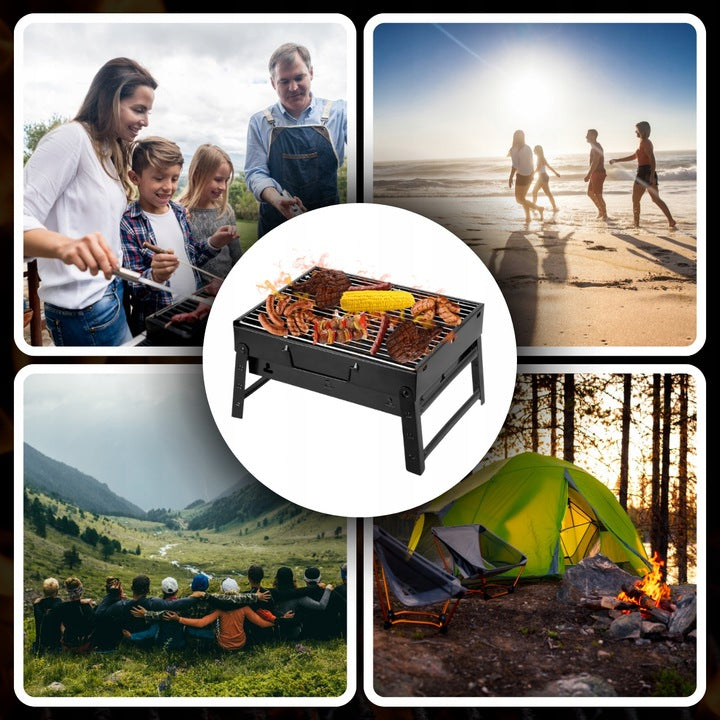Sulankstomas turistinis anglinis grilis – patogus sprendimas bet kuriai išvykai BBQ
