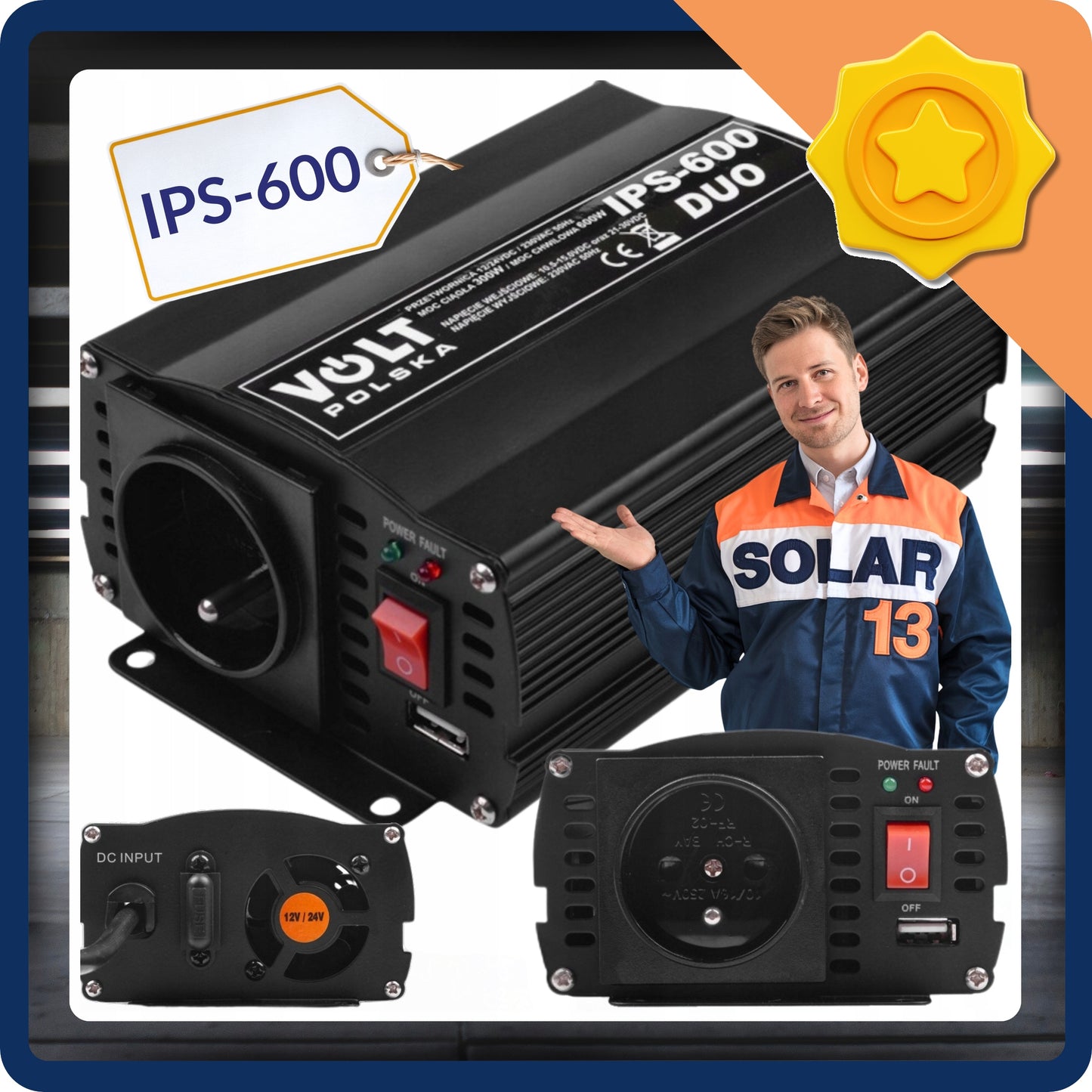Įtampos keitiklis VOLT IPS 600 DUO | 12V/24V į 230V | 600W | Modifikuota sinusinė banga