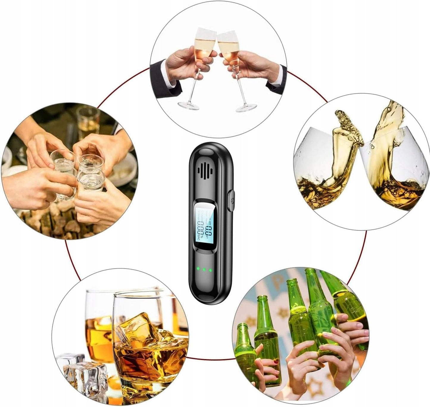 Bekontaktis elektroninis alkotesteris – kompaktiškas, tikslus ir įkraunamas (200 mAh)