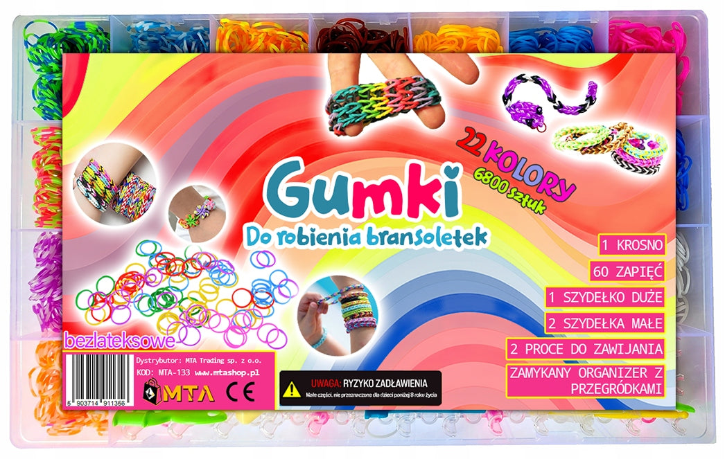 XXL guminukų rinkinys wpyrankėms gaminti – 6800 vnt. didelis kūrybinis rinkinys dovanai