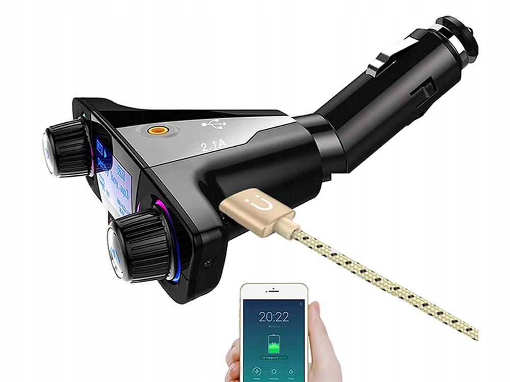 Automobilinis FM moduliatorius, laisvų rankų įranga, Bluetooth USB 5.0 8in1 BT06