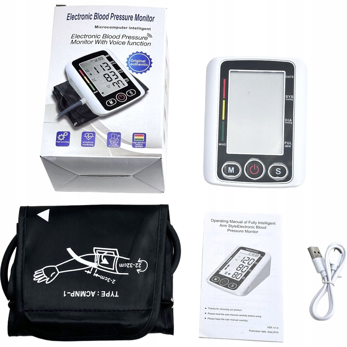 Elektroninis žastinis kraujospūdžio matuoklis BW-750b+ su LCD ekranu ir matavimų atmintimi (22–32 cm)