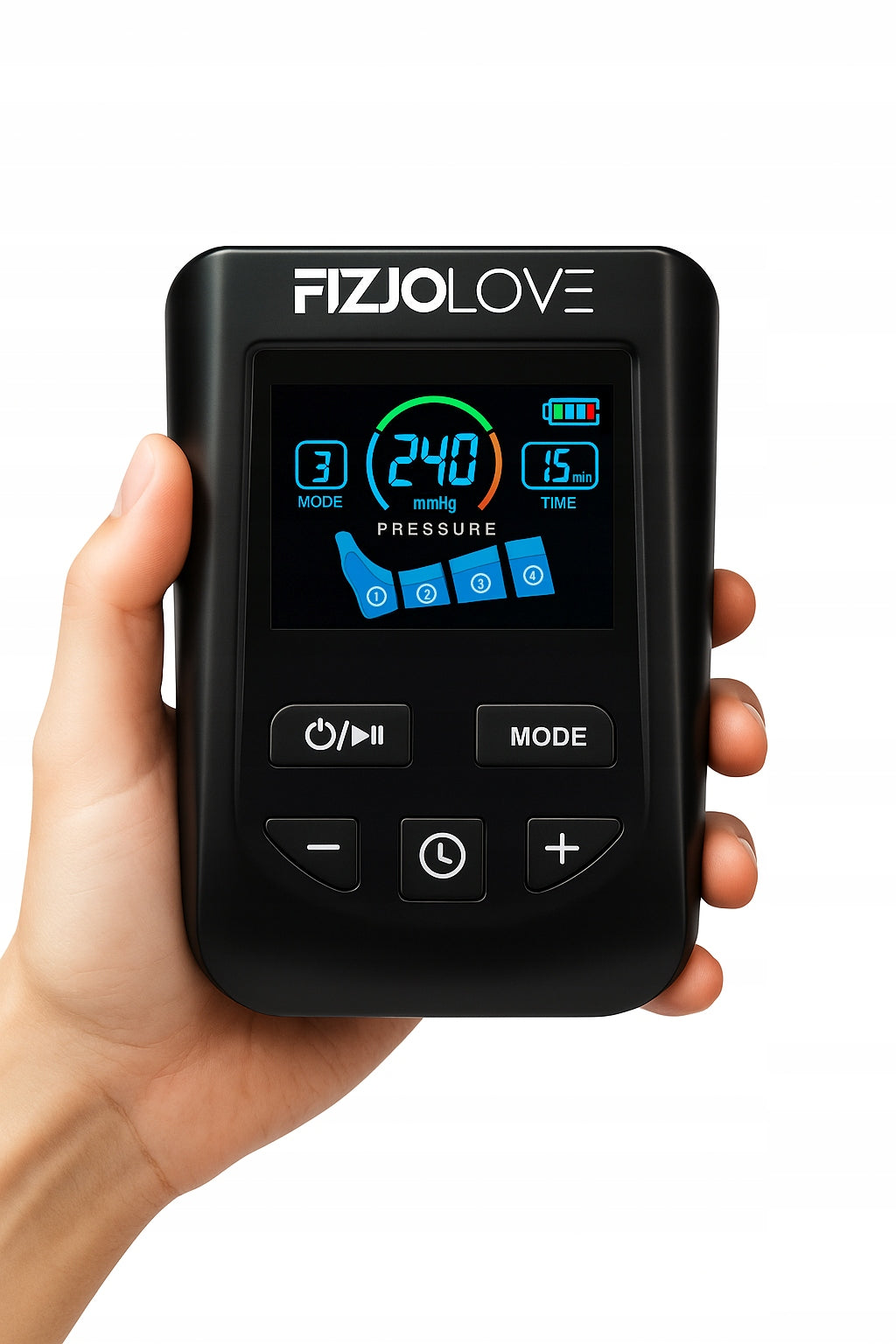 Limfodrenažinis kojų masažuoklis FIZJOLOVE 9490Pro Premium su 5 programomis ir 4 oro kameromis