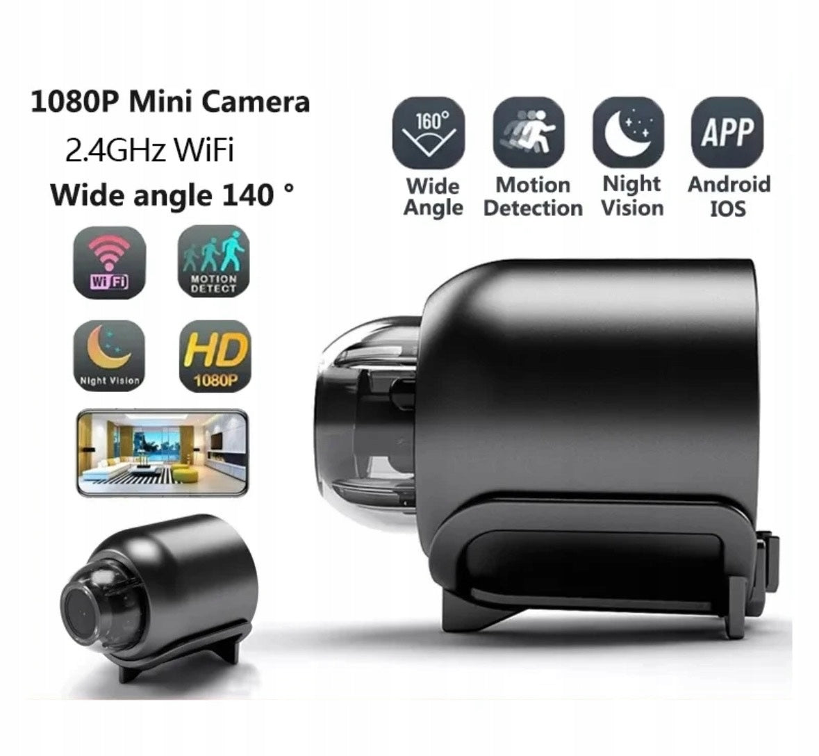 Mini WiFi belaidė slapta kamera WIFI 1080 HD