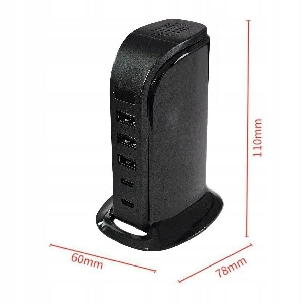 Paslėpta Šnipinėjimo Kamera Įkroviklyje su 3xUSB ir 2xType-C Portais - Full HD WiFi