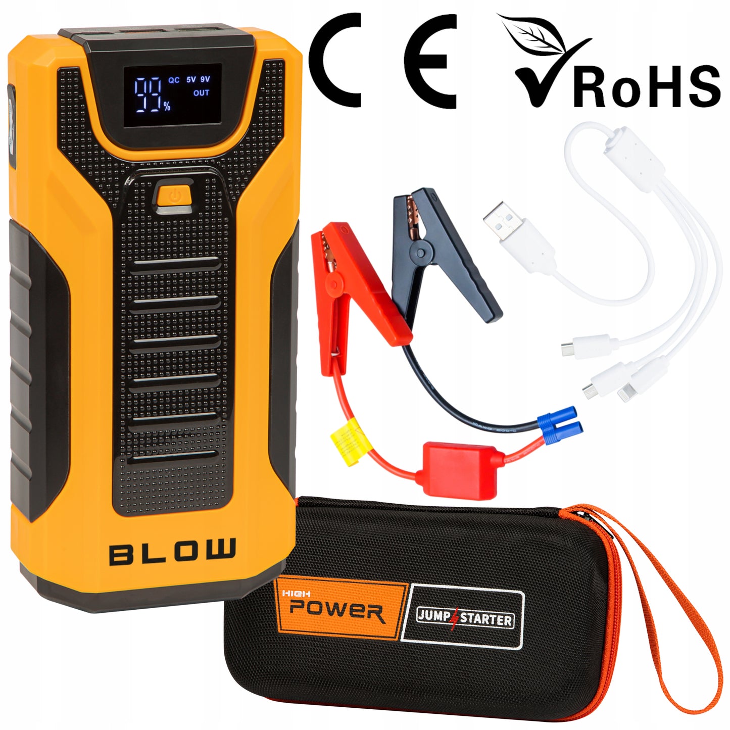 Automobilio užvedimo įrenginys – start booster, powerbank, prožektorius, 30000 mAh (BLOW JS-30)