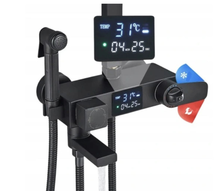 Dušo komplektas su LCD ekranu ir bidė, juodas – nuotrauka 2