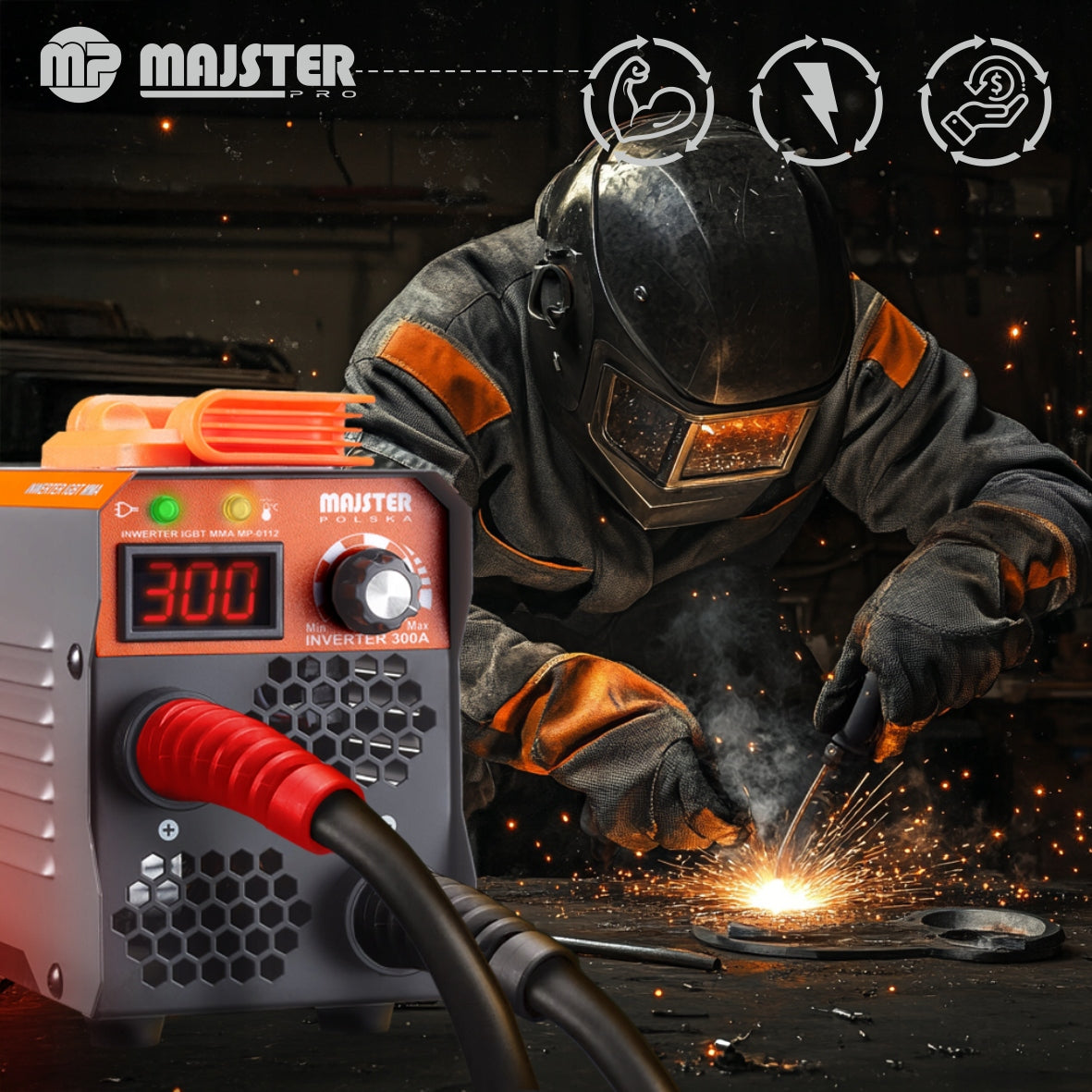 Inverterinis suvirinimo aparatas MMA TIG IGBT LCD Majster Poland MP-0112