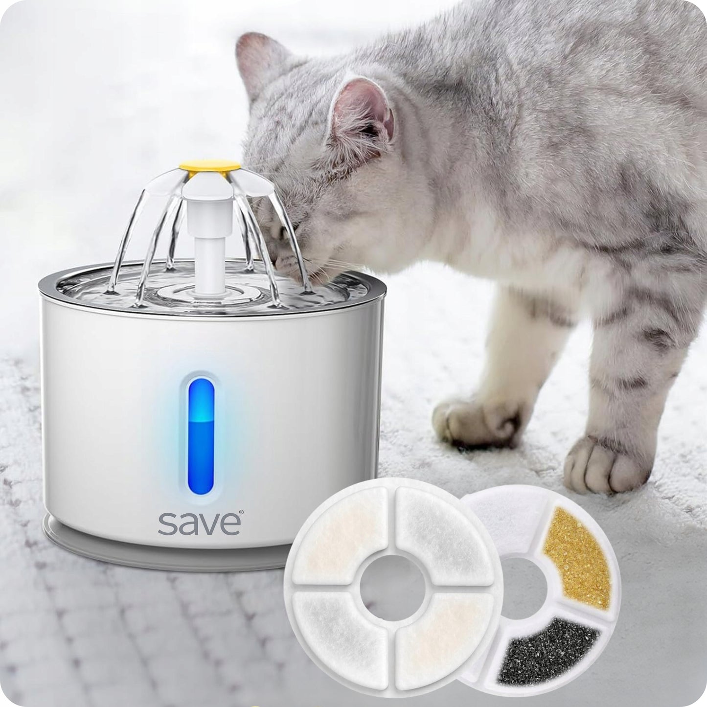 Automatinė vandens gertuvė šunims ir katėms – 2,4 L su filtru ir tyliai veikiančiu siurbliu