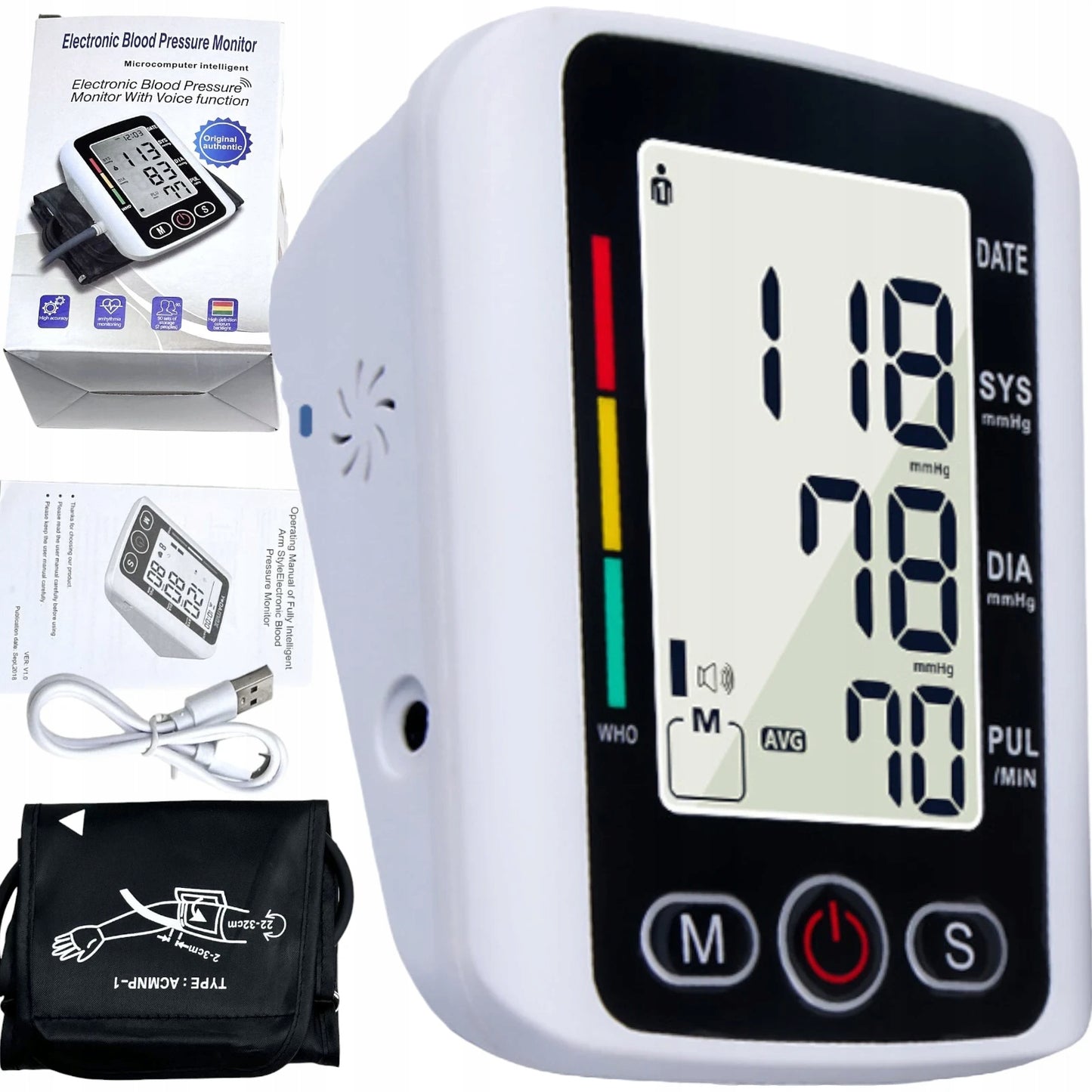 Elektroninis žastinis kraujospūdžio matuoklis BW-750b+ su LCD ekranu ir matavimų atmintimi (22–32 cm)