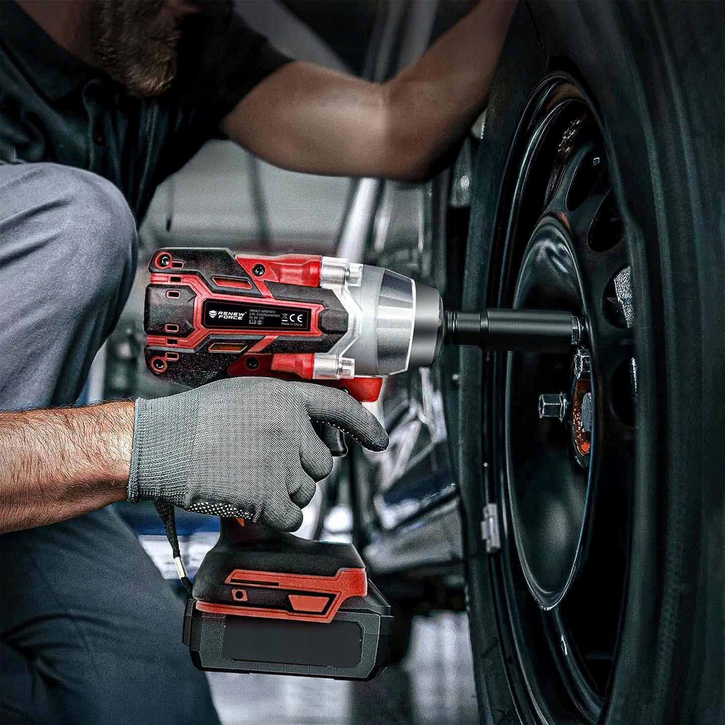 Akumuliatorinis smūginis veržliaraktis RENEW FORCE® 21V 750 Nm BRUSHLESS su 2 akumuliatoriais (4.0Ah) ir lagaminu