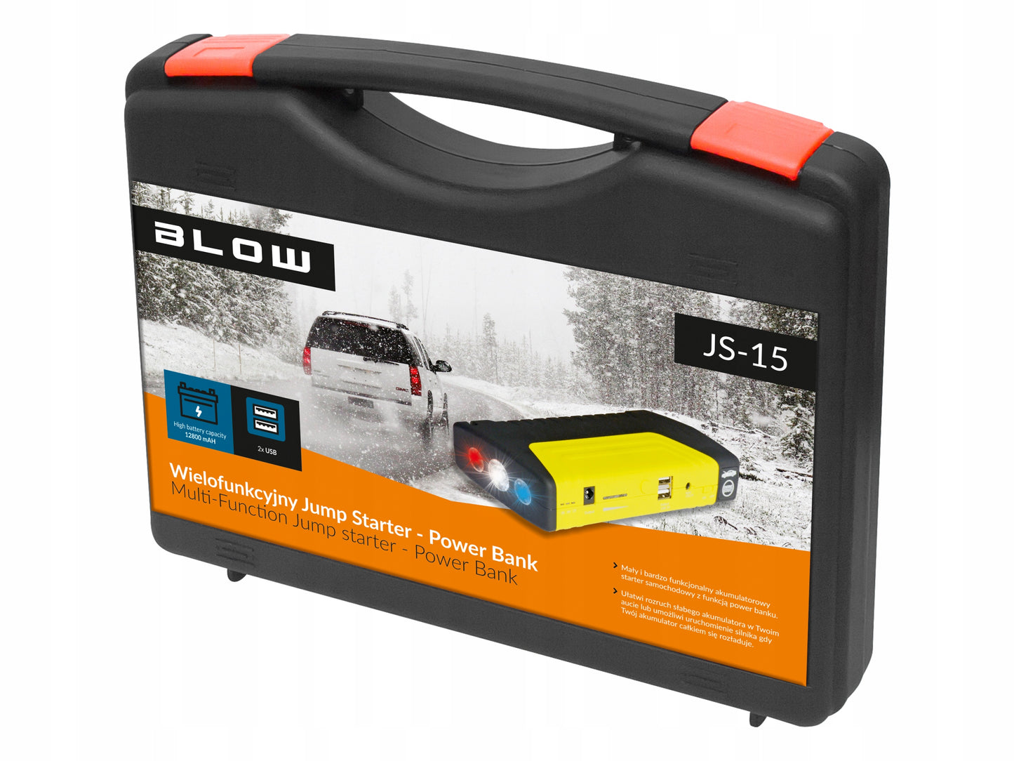 BLOW JS-15 12800mAh Paleidimo įrenginys su kabeliais