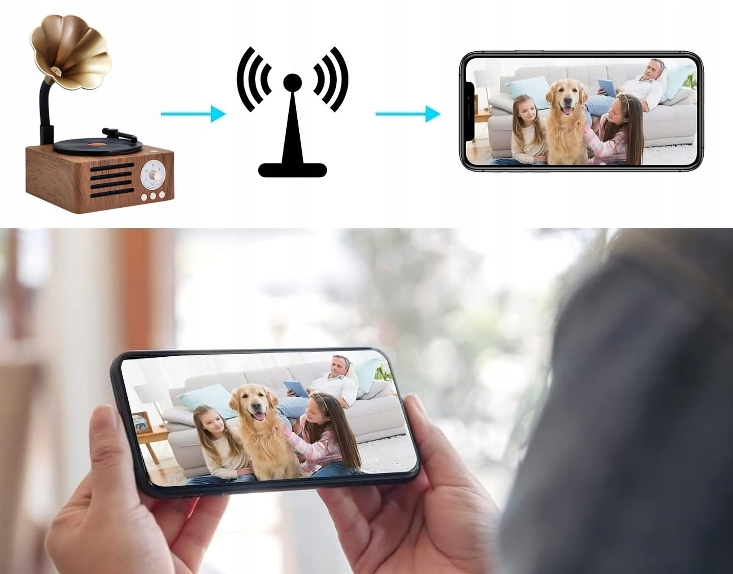 Paslėpta kamera WiFi „Bluetooth“ garsiakalbyje su judesio aptikimu