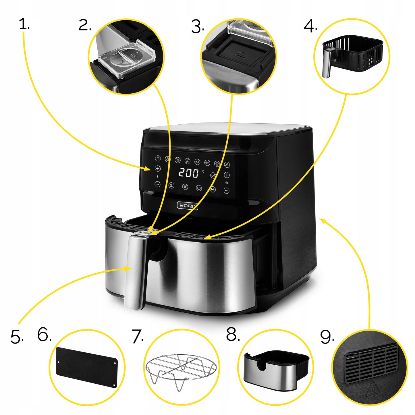 Karšto oro gruzdintuvė 4in1 Air Fryer Yoer + WiFi 6L 1700W
