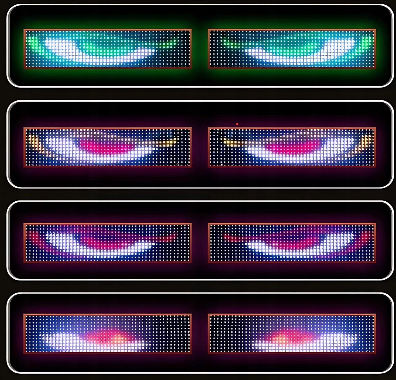 Lanksti LED X2 Panelė „Devil Eyes“ Su Programuojamu Ekranu ir Nuotoliniu Valdymu Sunkežimiams