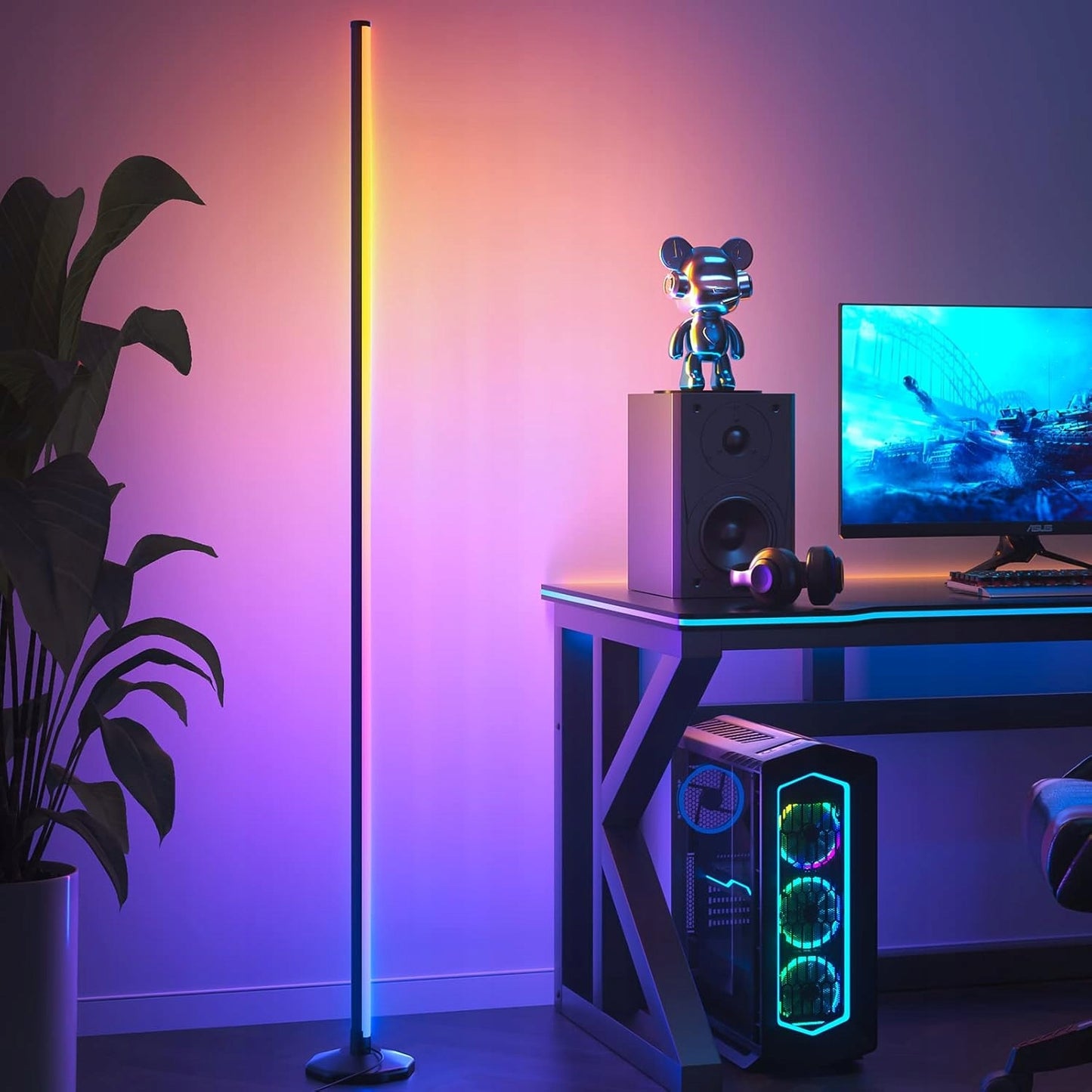 RGB LED kampinė lempa su nuotolinio valdymo pultu ir muzikos funkcija