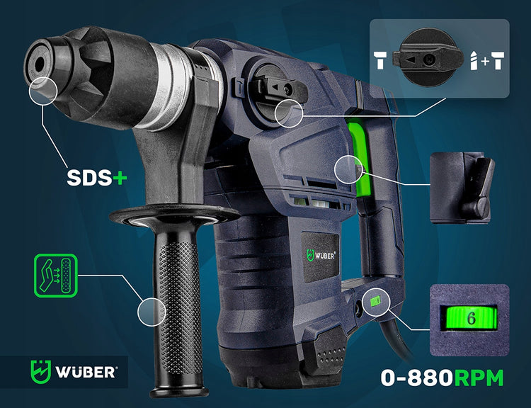 Perforatorius „Wuber“, SDS+, 2600 W – nuotrauka 5