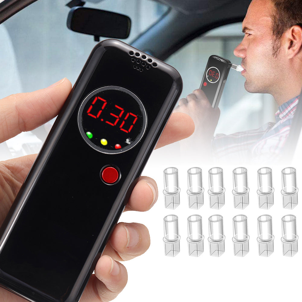 Nešiojamas alkotesteris su LED ekranu + 12 antgalių + dėklas