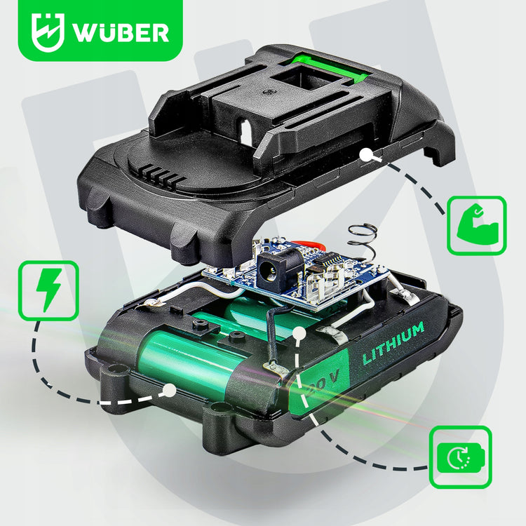 Gręžtuvas-suktuvas „Wuber“, 20 V, 2 akum. – nuotrauka 6