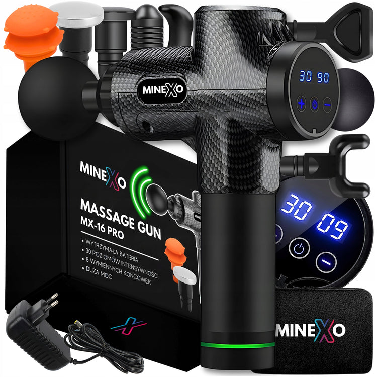 Masažo pistoletas „Minexo MX-01 Pro“, 8 antgaliai – nuotrauka 15