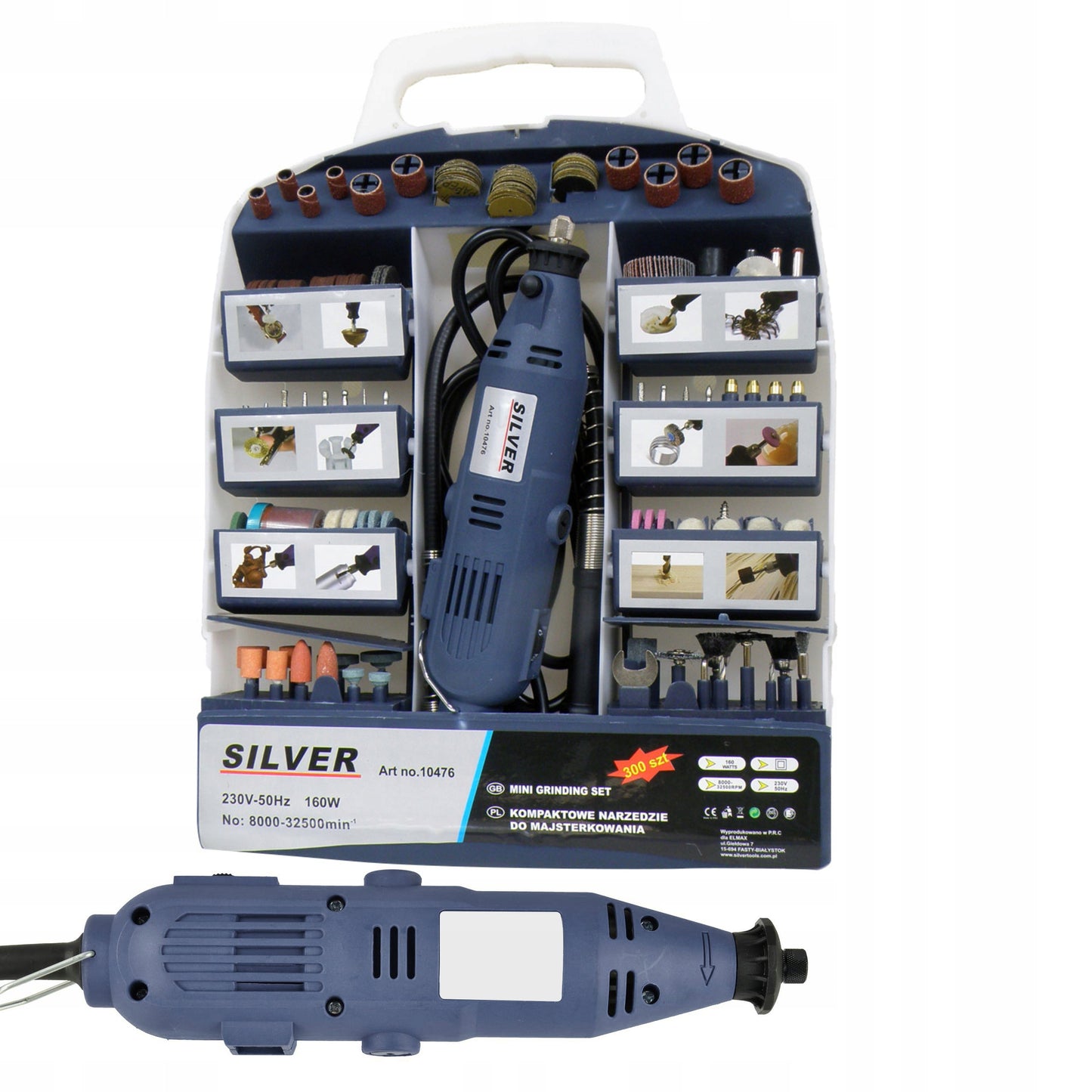 Mini universalus šlifuoklis, freza, graveris SILVER TOOLS S10476 160W + 300 priedų