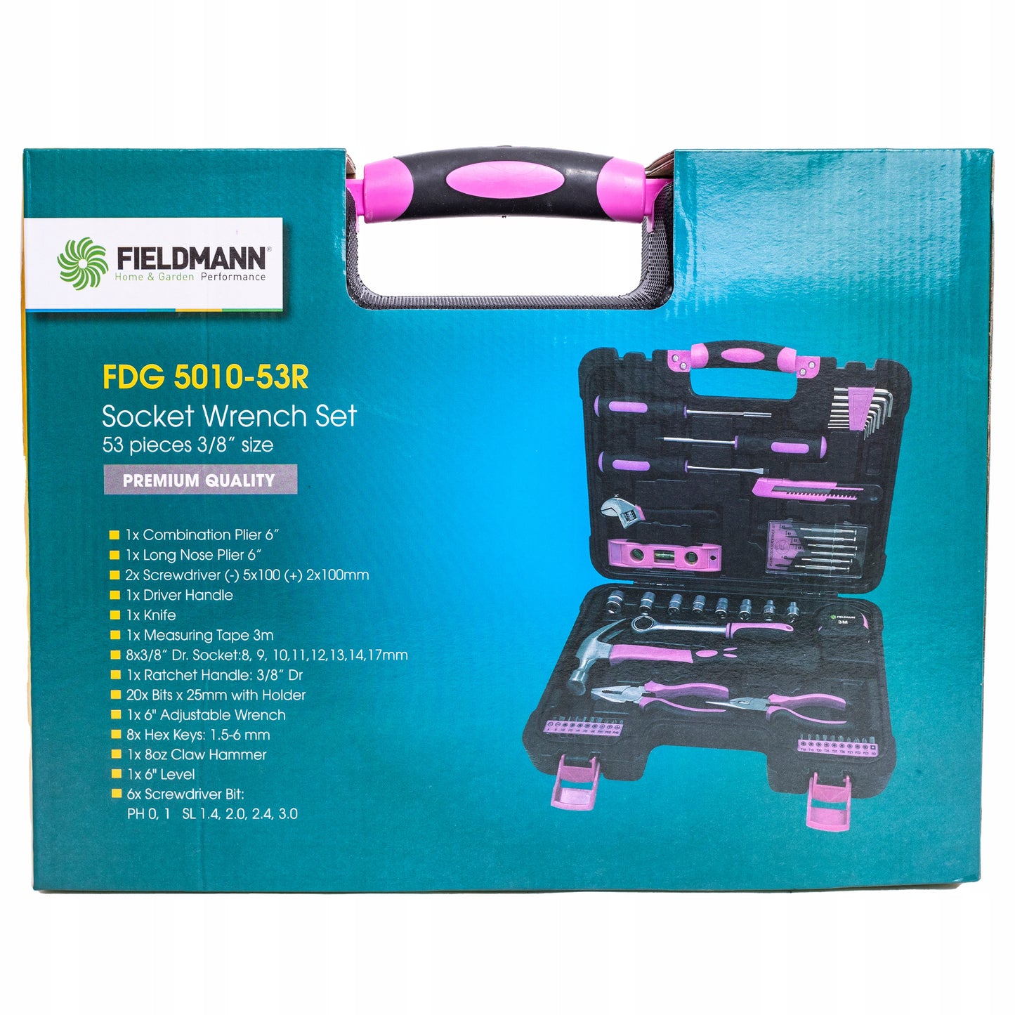 Įrankių rinkinys moterims Fieldmann FDG 5010-53R, 53 dalių, rožinis lagaminas