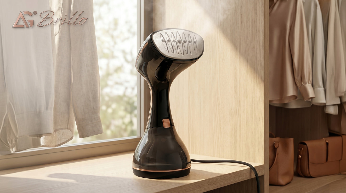 Garų lygintuvas Brillo Uno 2000 W – rankinis drabužių garintuvas su LCD ekranu