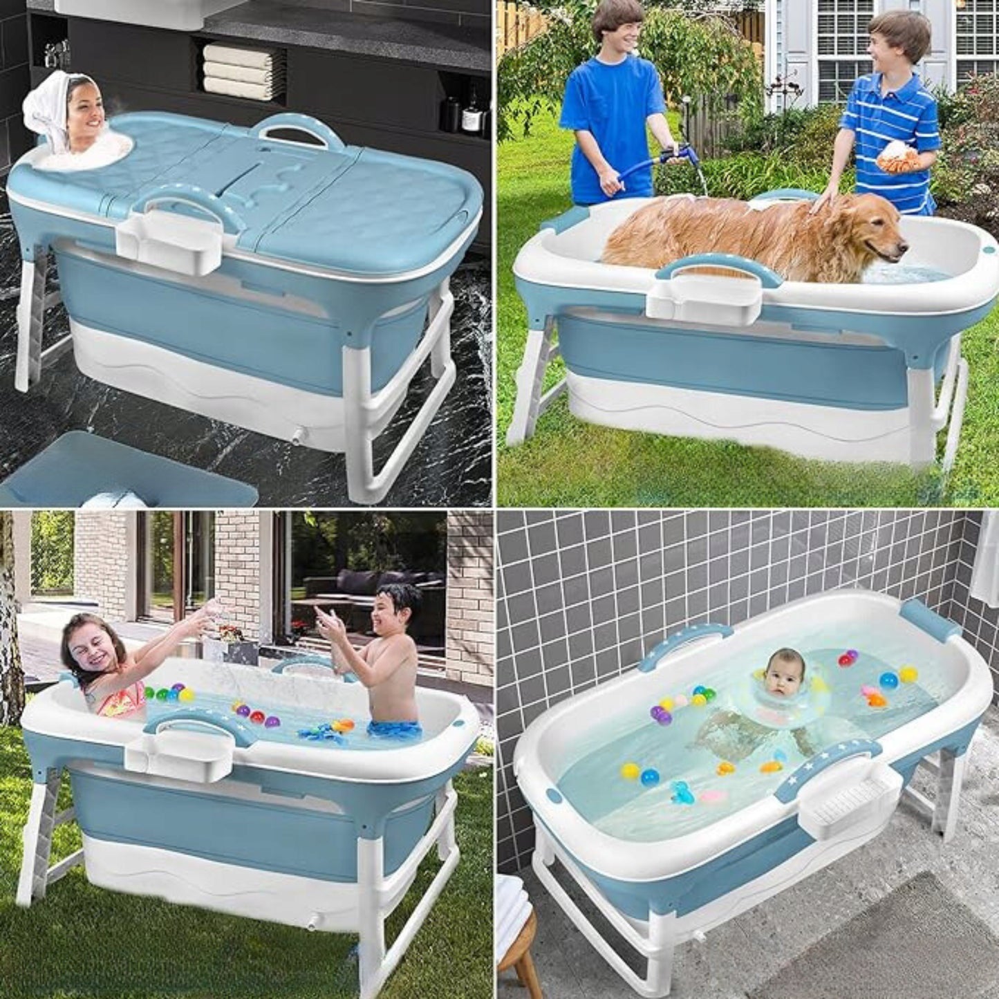 Sulankstoma mobili vonia su PVC dangčiu – 143 cm
