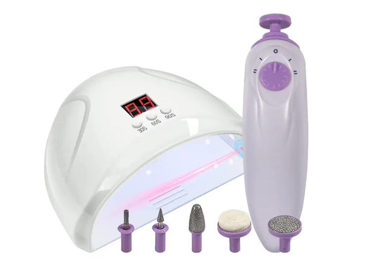 Manikiūro rinkinys su UV LED lempa ir 12 W freza