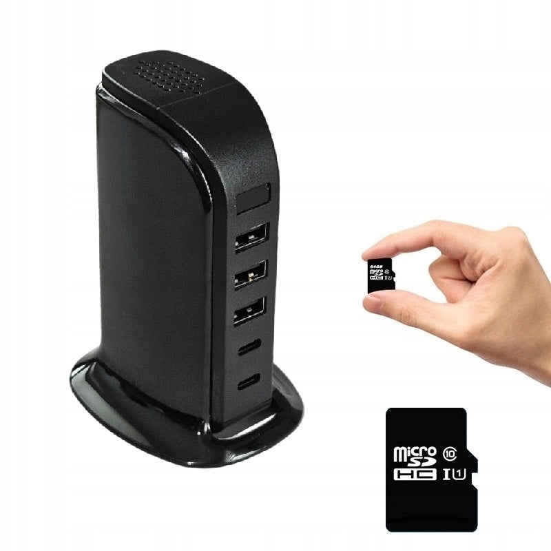 Paslėpta Šnipinėjimo Kamera Įkroviklyje su 3xUSB ir 2xType-C Portais - Full HD WiFi