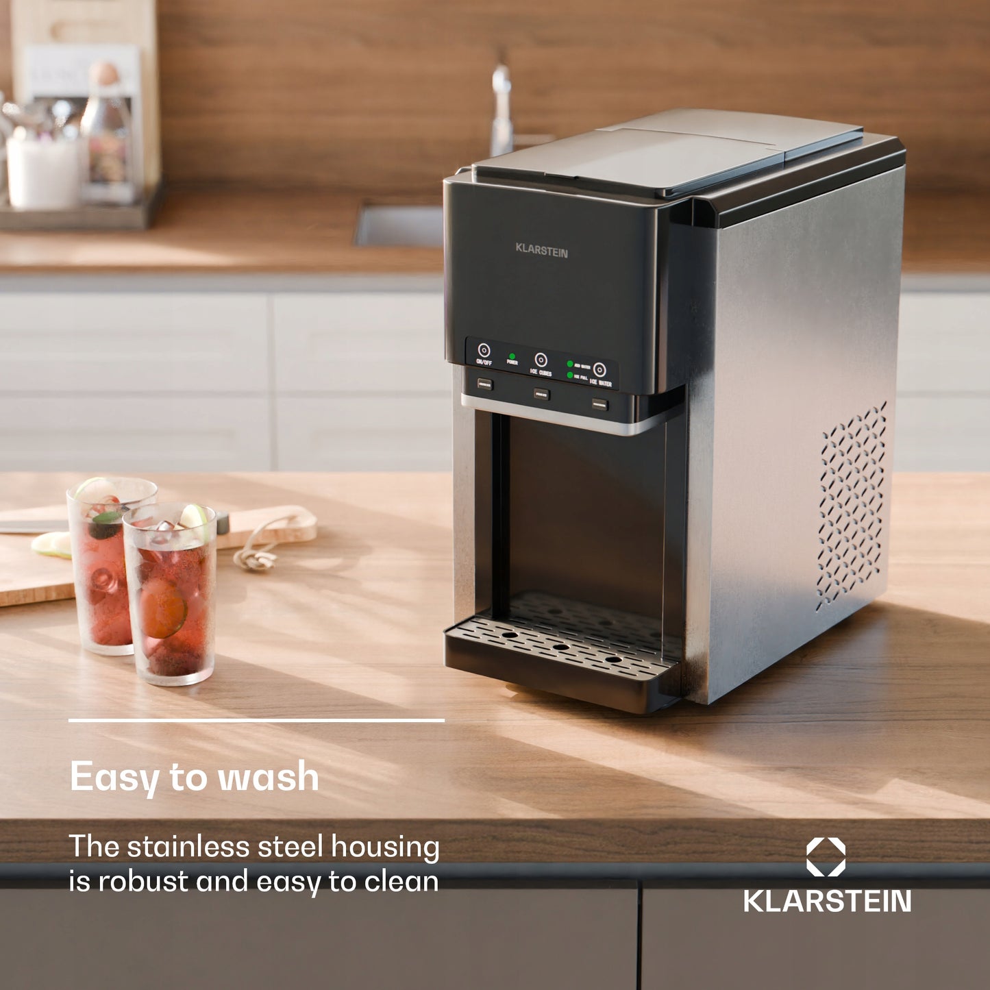 Ledukų gaminimo aparatas – ledo kubeliai, smulkintas ledas, vandens dozatorius Klarstein ArcticBlend 3in1