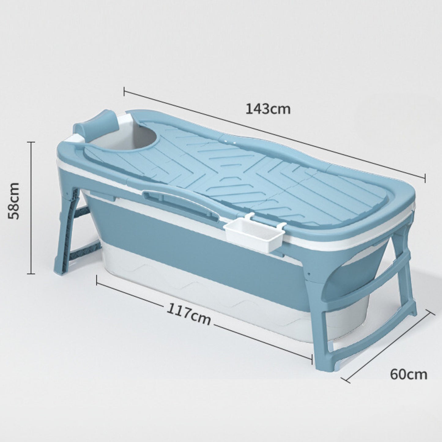 Sulankstoma mobili vonia su PVC dangčiu – 143 cm