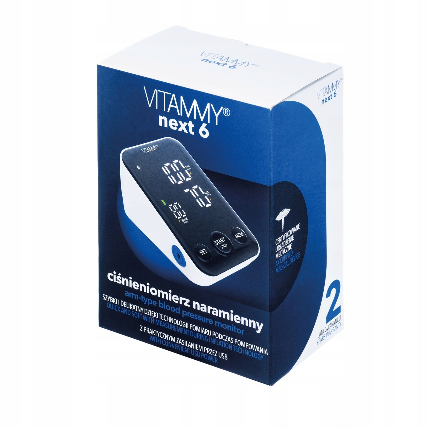 Žastinis kraujospūdžio matuoklis su balso funkcija, aritmijos aptikimu ir USB-C maitinimu VITAMMY NEXT 6